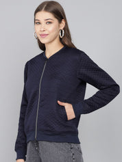 Kotty Women Navy Blue Geometric Lightweight Quilted Jacket