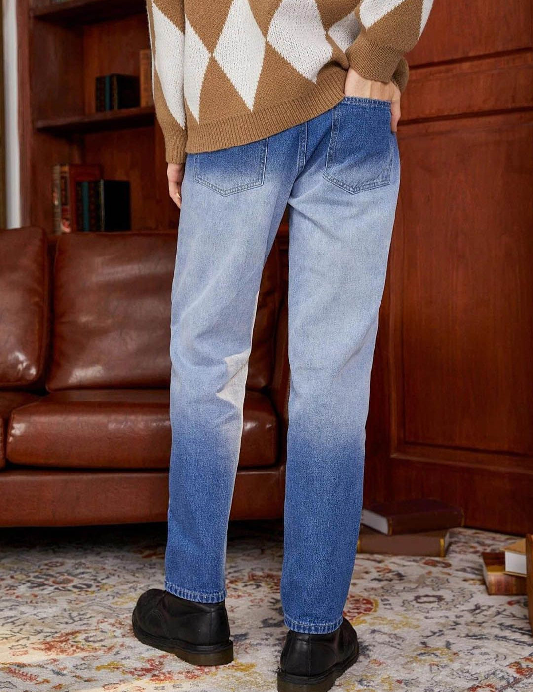 Kotty Men Blue Jean Low-Rise Clean Look Heavy Fade Stretchable Jeans