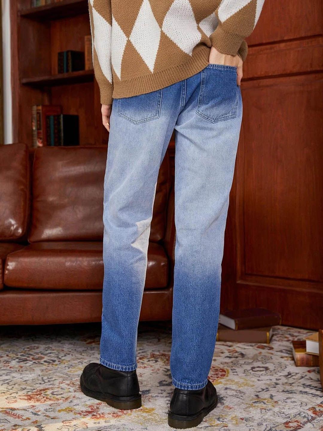 Kotty Men Blue Jean Low-Rise Clean Look Heavy Fade Stretchable Jeans