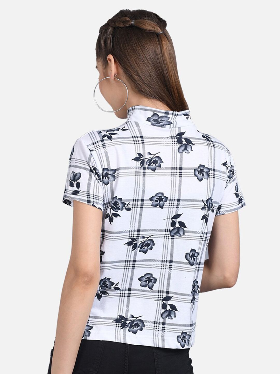 Kotty Floral Printed High Neck Crepe Top