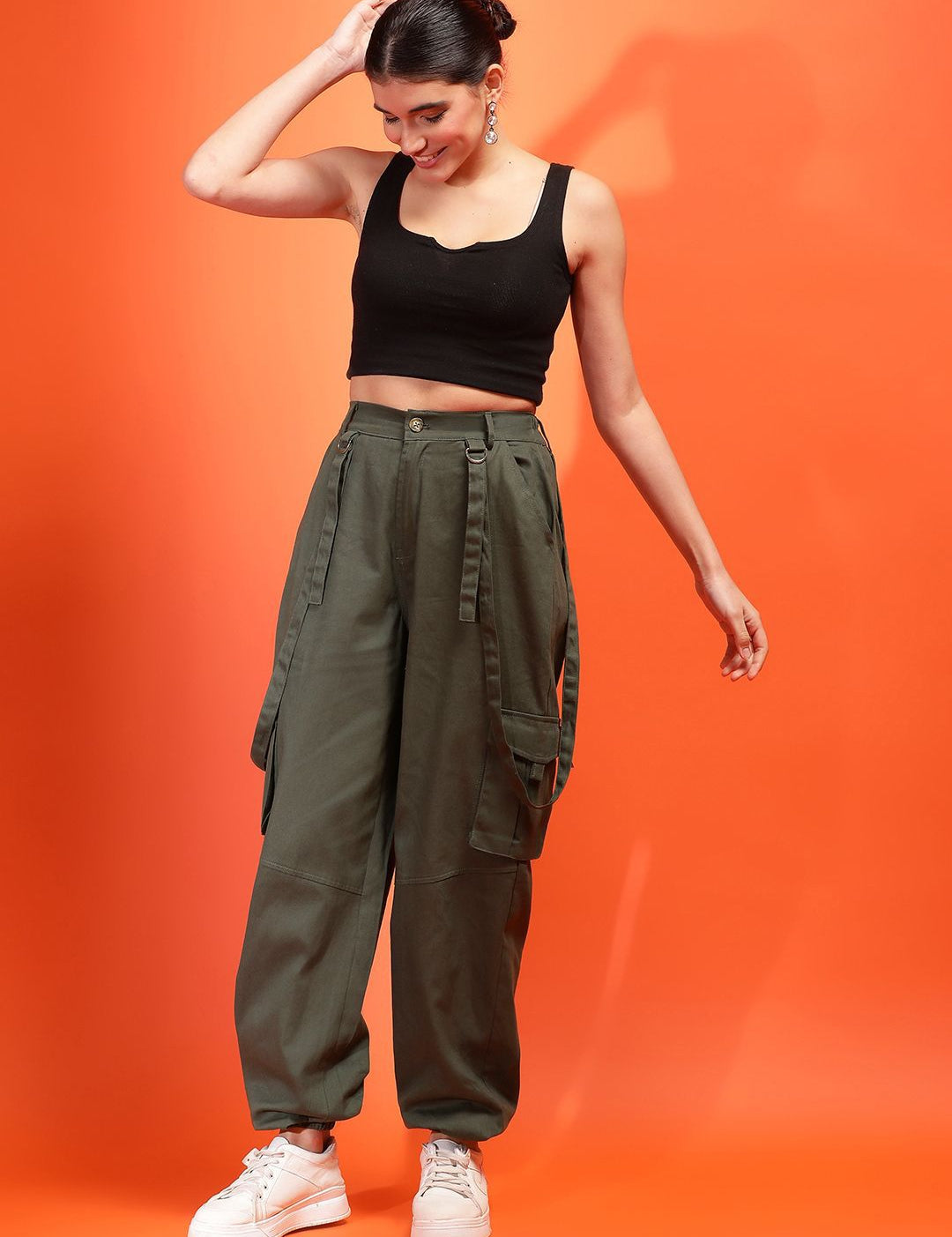 Kotty Women Relaxed High-Rise Easy Wash Joggers Trousers