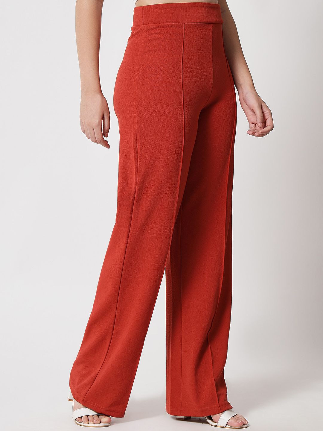 Kotty Women Pack Of 2 Relaxed Straight Leg High-Rise Easy Wash Parallel Trousers