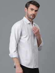 Kotty New White & Grey Gingham Checks Printed Casual Shirt