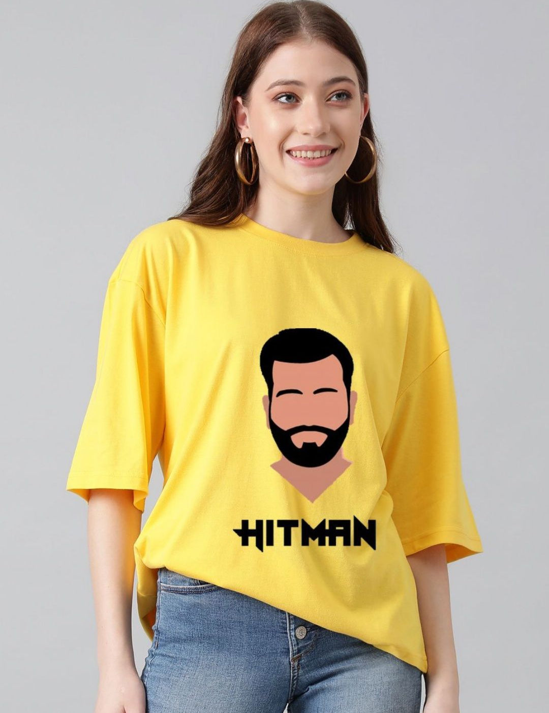 Kotty Women Graphic Printed Round Neck Cotton Oversized T-shirt