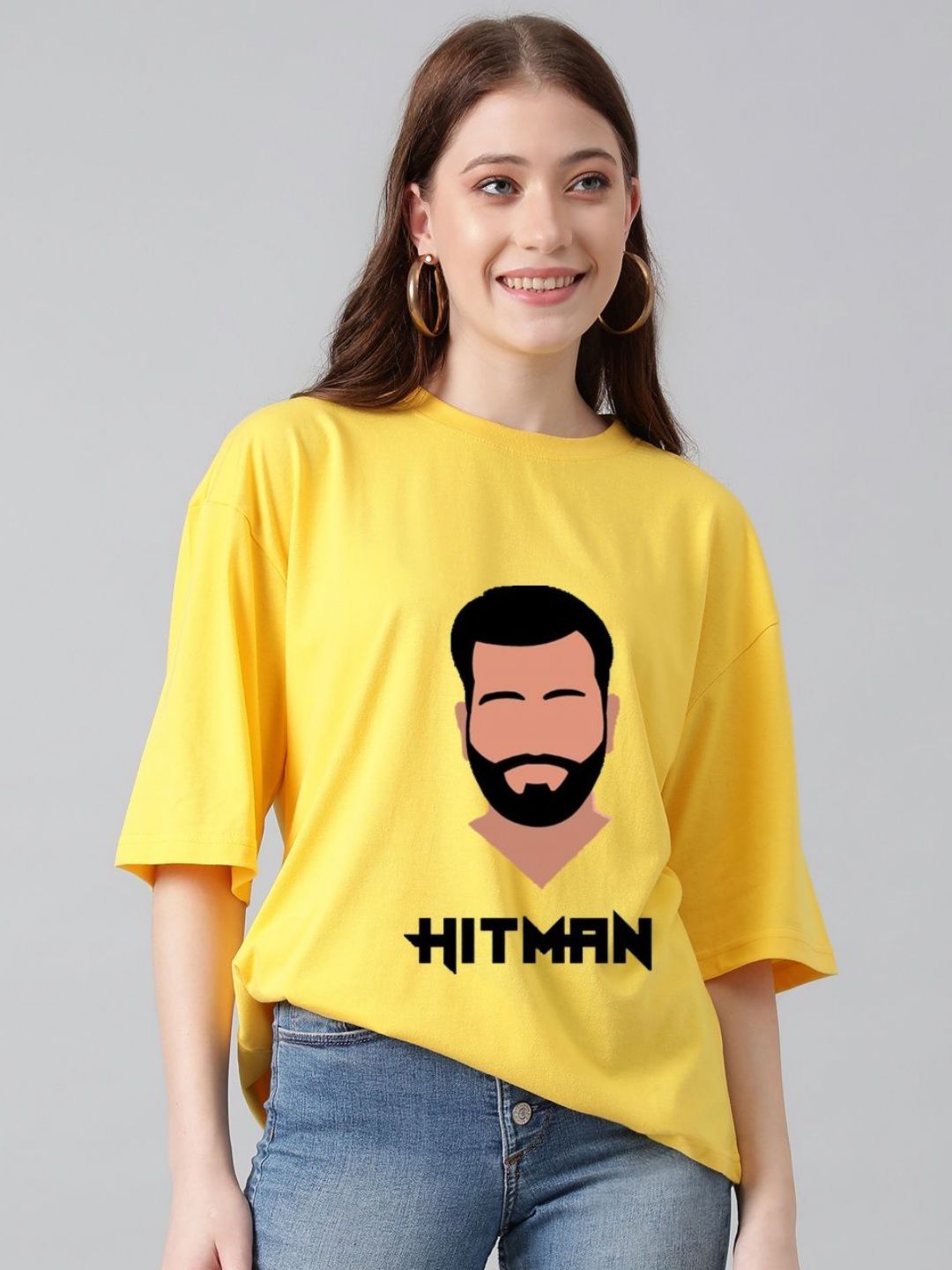 Kotty Women Graphic Printed Round Neck Cotton Oversized T-shirt