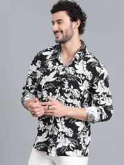 Kotty Men Spread Collar Tropical Printed Casual Shirt
