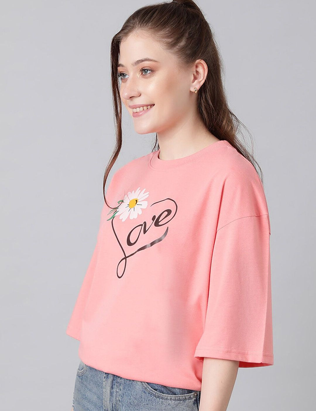 KOTTY Basics Typography Printed Oversized T-shirt