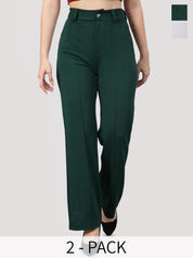 KOTTY BIZwear Women Relaxed Straight Leg Straight Fit High-Rise Easy Wash Trousers