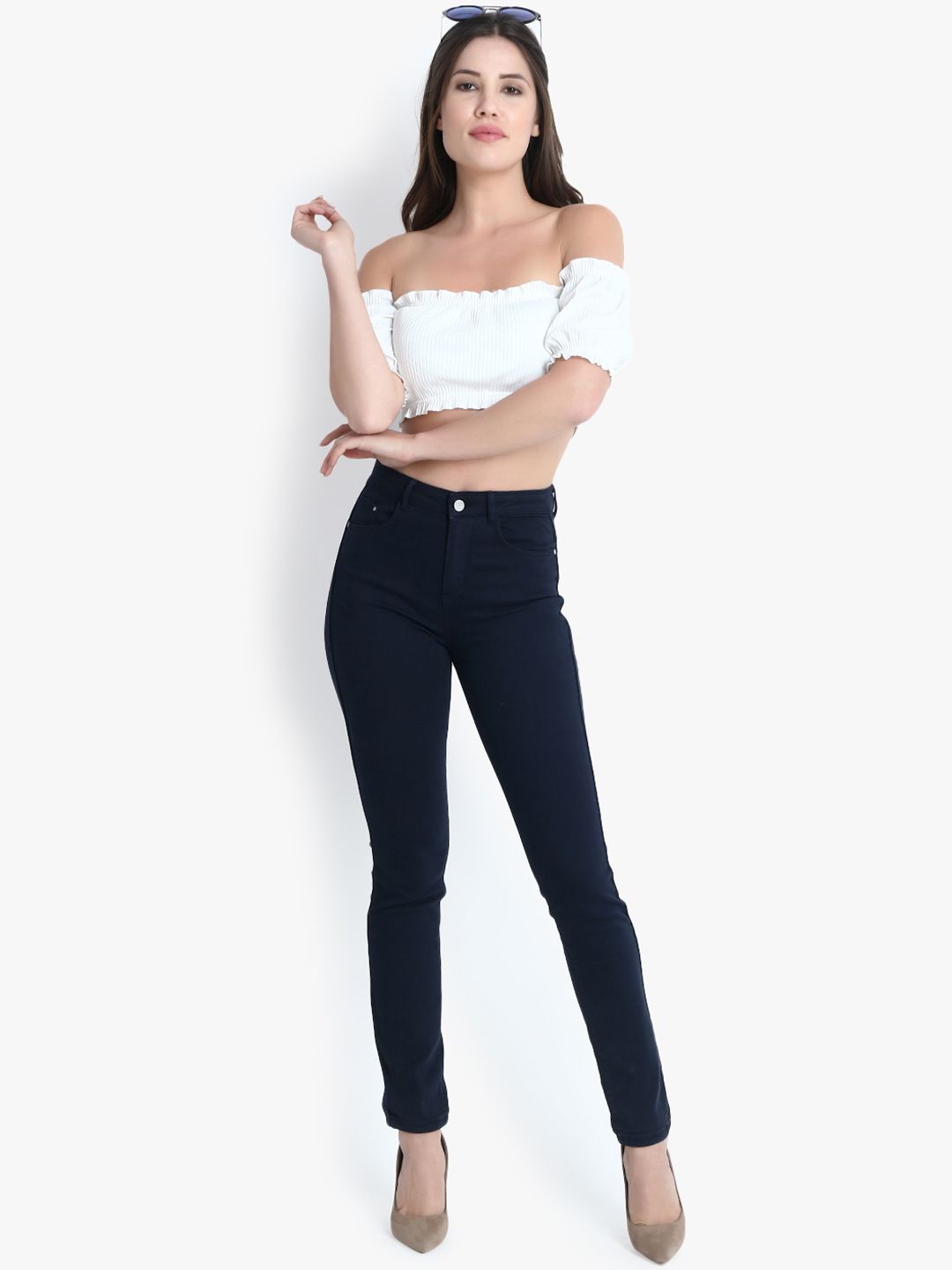 Kotty Women Navy Blue Skinny Fit High-Rise Clean Look Jeans
