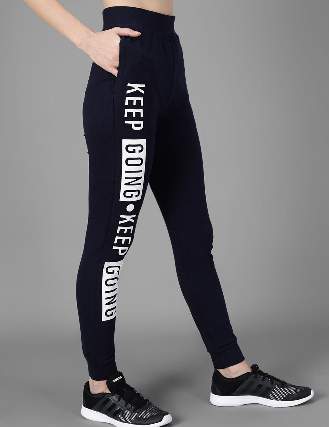 Kotty Women Navy Blue & White Printed Joggers