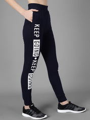 Kotty Women Navy Blue & White Printed Joggers