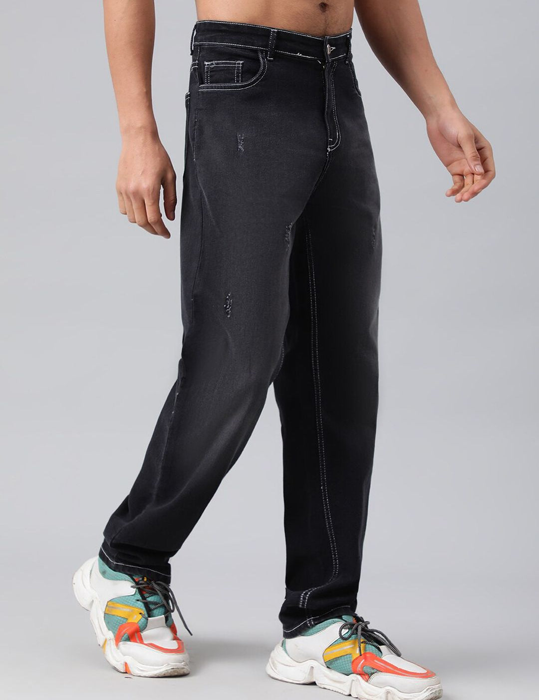 Kotty Men Low-Rise Low Distress Heavy Fade Stretchable Jeans