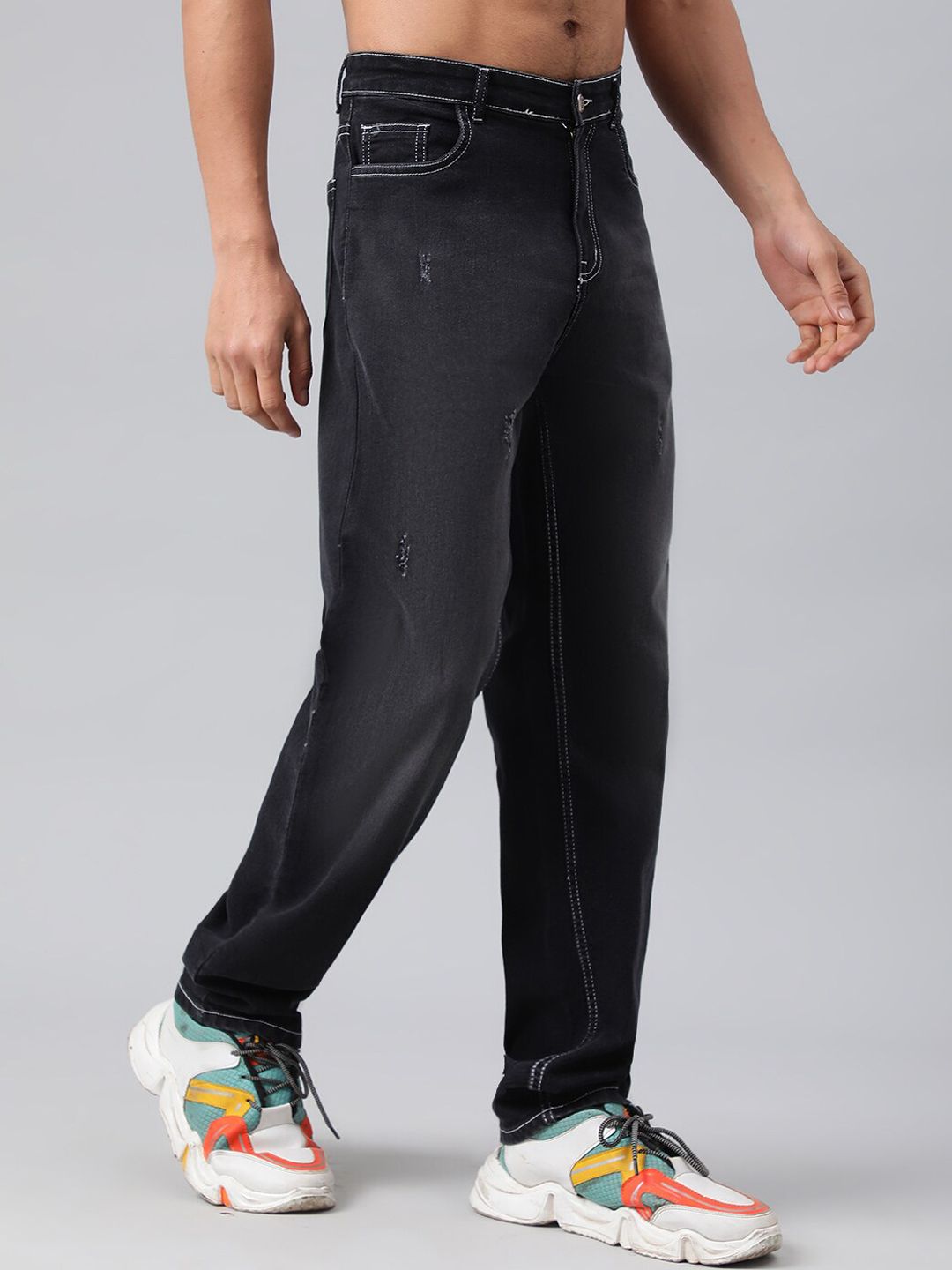 Kotty Men Low-Rise Low Distress Heavy Fade Stretchable Jeans