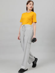 Kotty Women Grey Mid-Rise Straight-Fit Track Pants