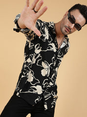 Kotty Men Relaxed Spread Collar Graphic Printed Cotton Casual Shirt