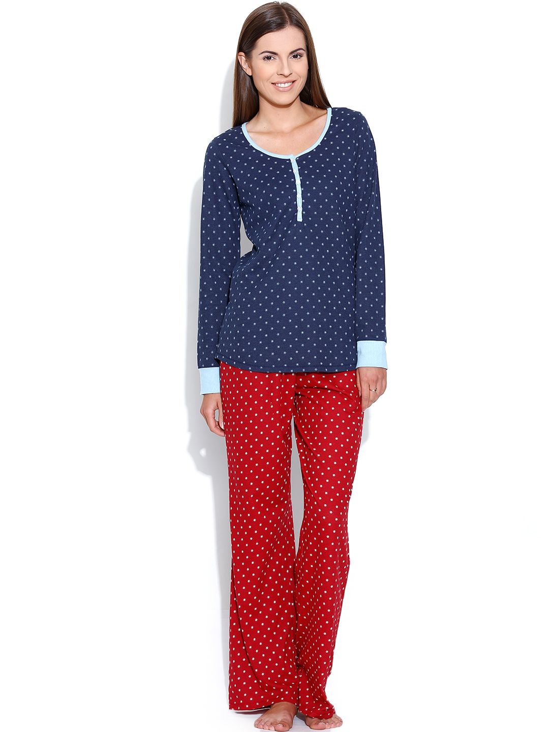 Kotty Navy Printed Lounge Top