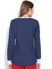 Kotty Navy Printed Lounge Top