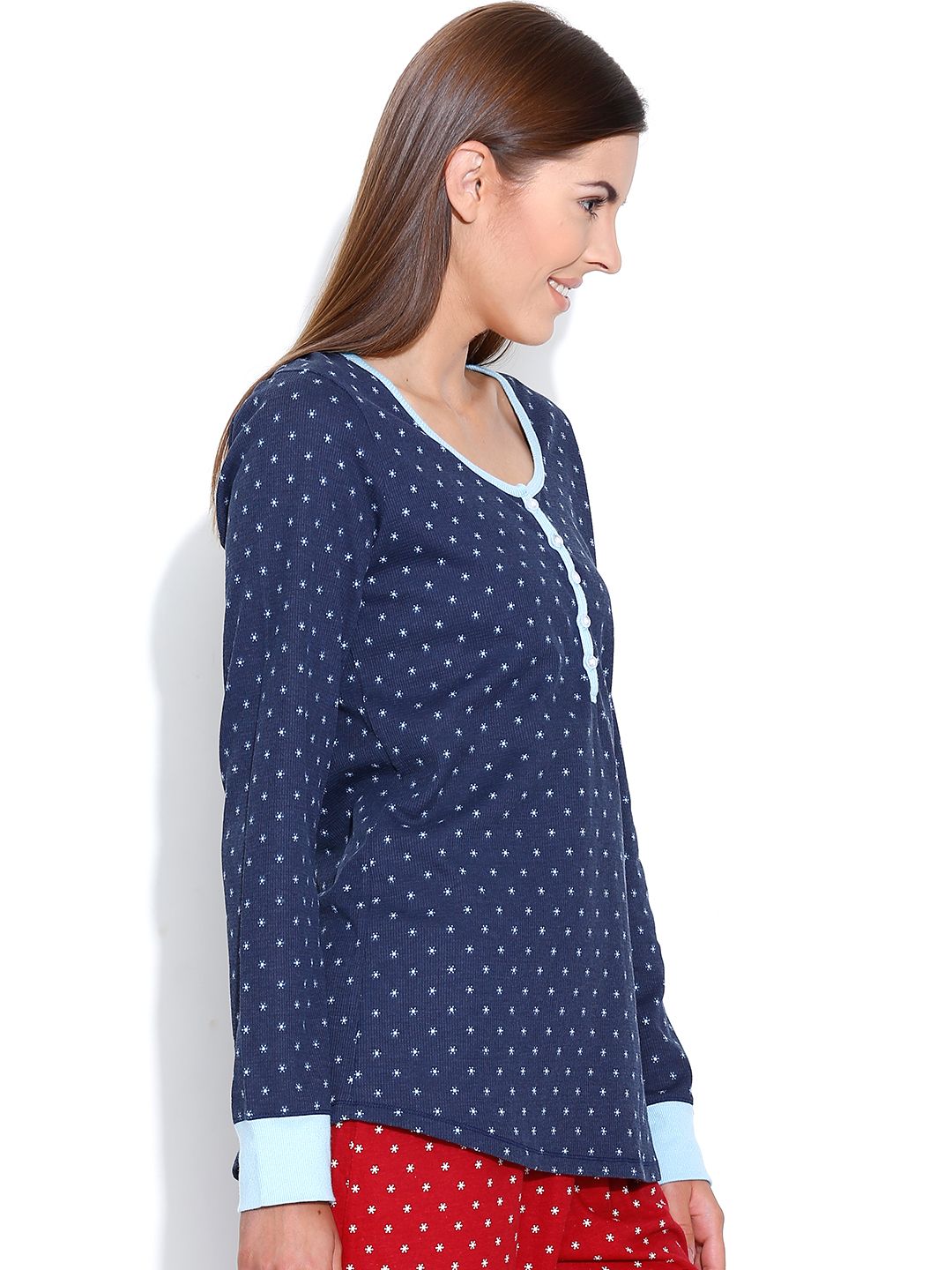 Kotty Navy Printed Lounge Top
