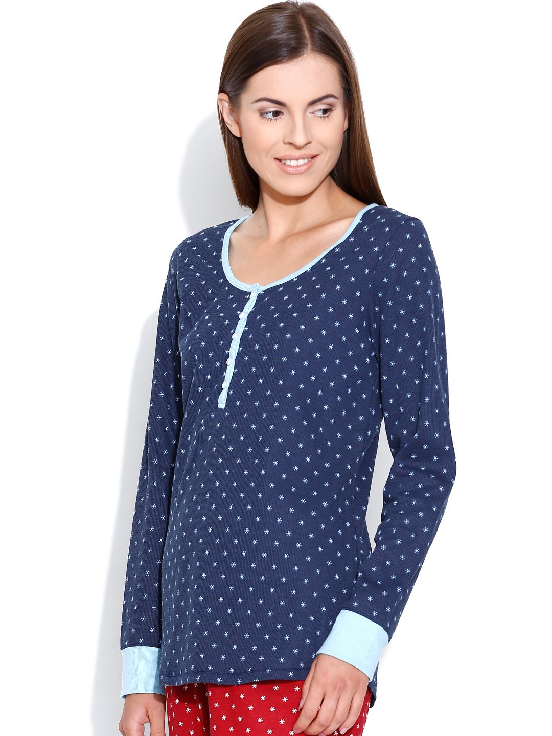 Kotty Navy Printed Lounge Top