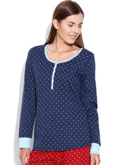 Kotty Navy Printed Lounge Top