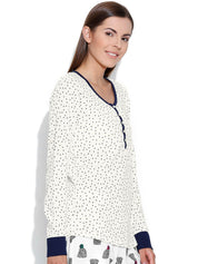 Kotty Off-White Printed Lounge Top