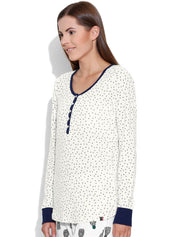 Kotty Off-White Printed Lounge Top
