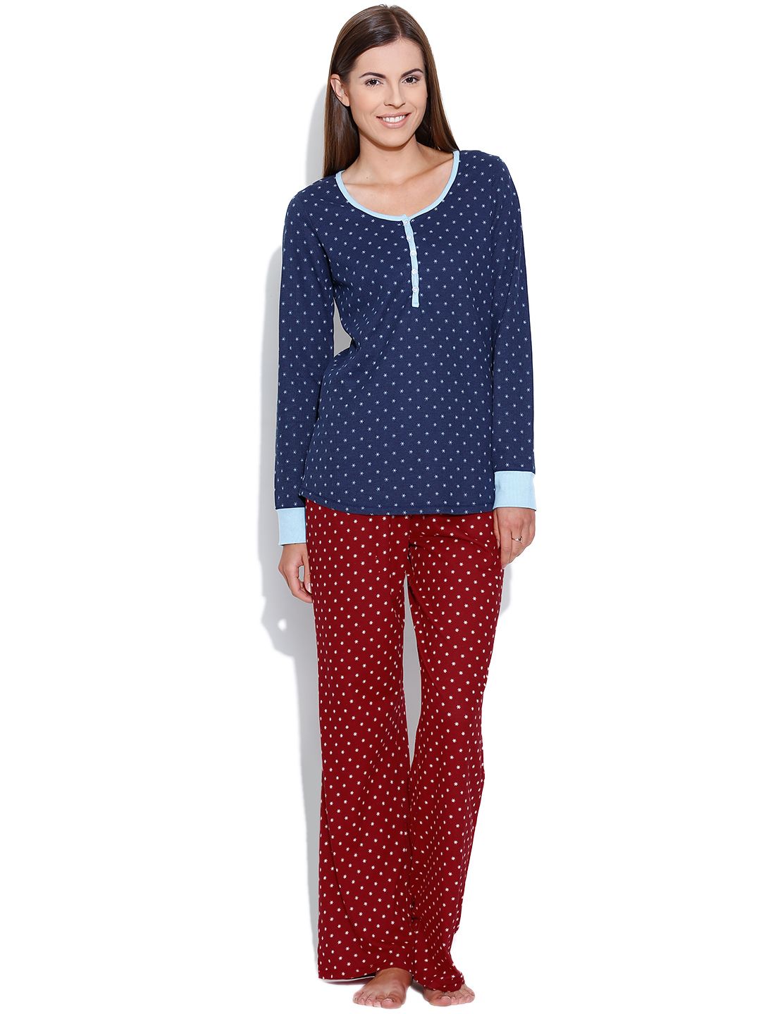 Kotty Maroon Printed Lounge Pants KTTPAIZAMA07