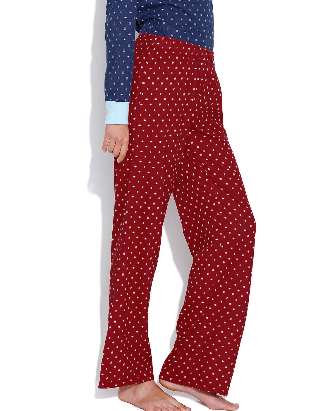 Kotty Maroon Printed Lounge Pants KTTPAIZAMA07