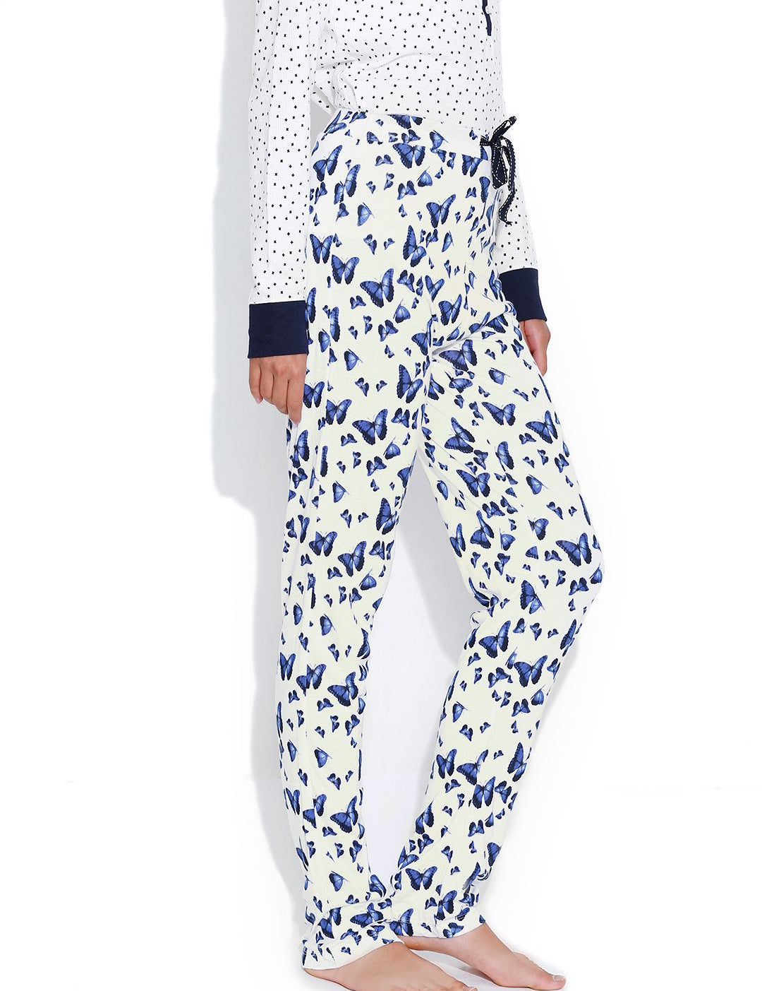 Kotty Off-White Butterfly Print Lounge Pants KTTPAIZAMA10