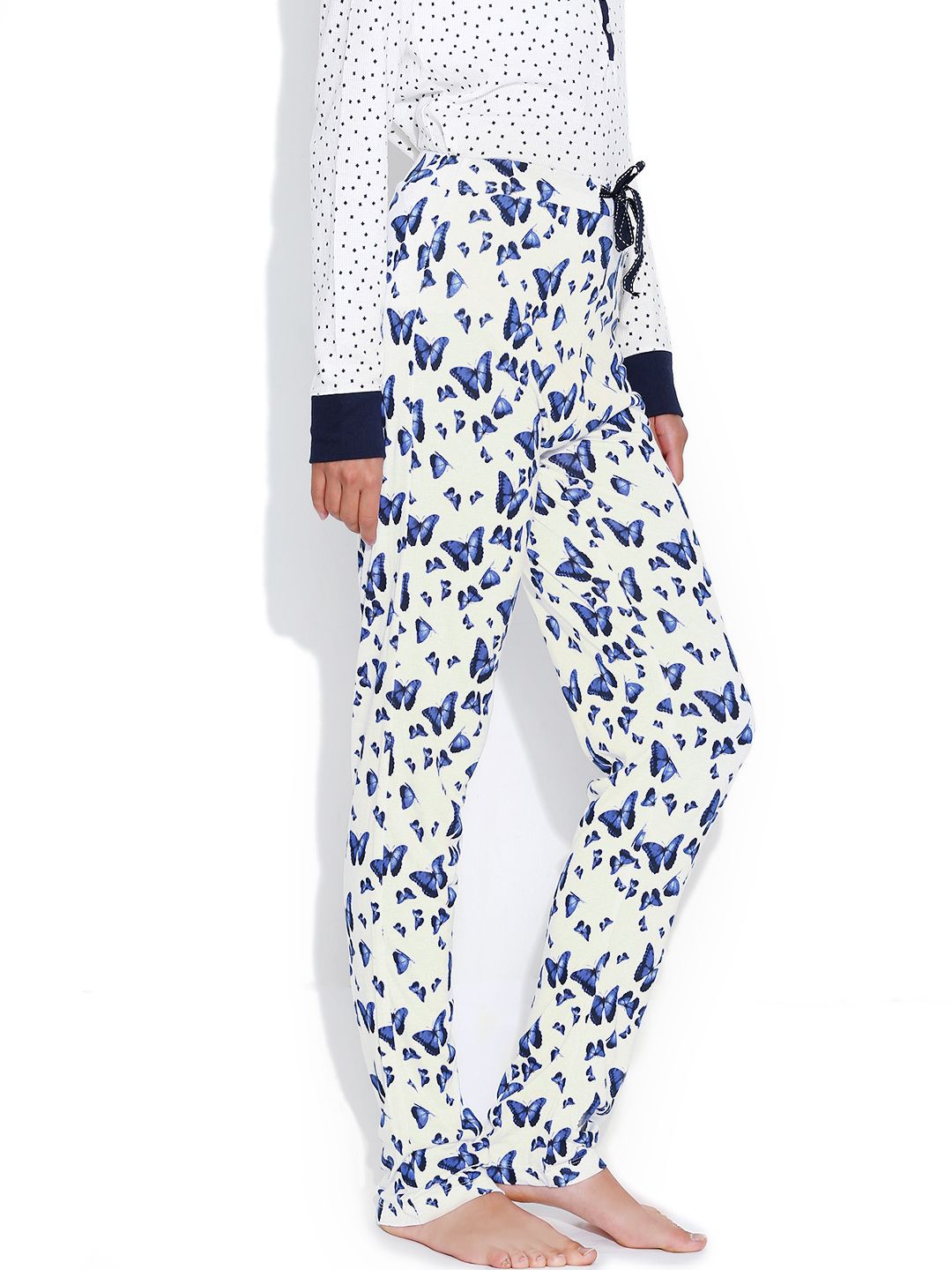 Kotty Off-White Butterfly Print Lounge Pants KTTPAIZAMA10