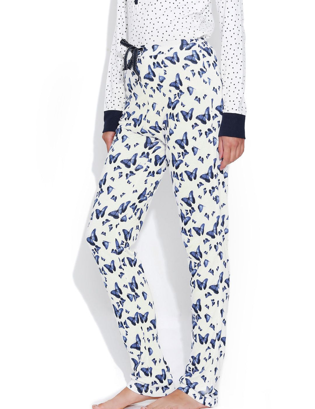 Kotty Off-White Butterfly Print Lounge Pants KTTPAIZAMA10