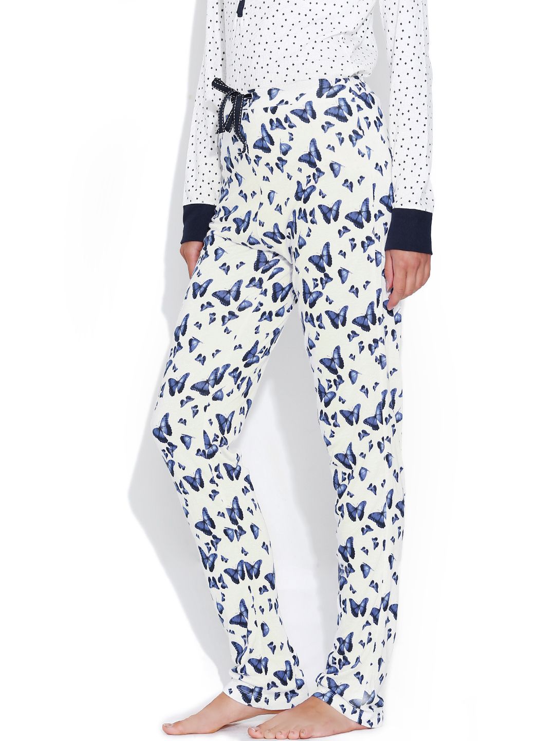 Kotty Off-White Butterfly Print Lounge Pants KTTPAIZAMA10