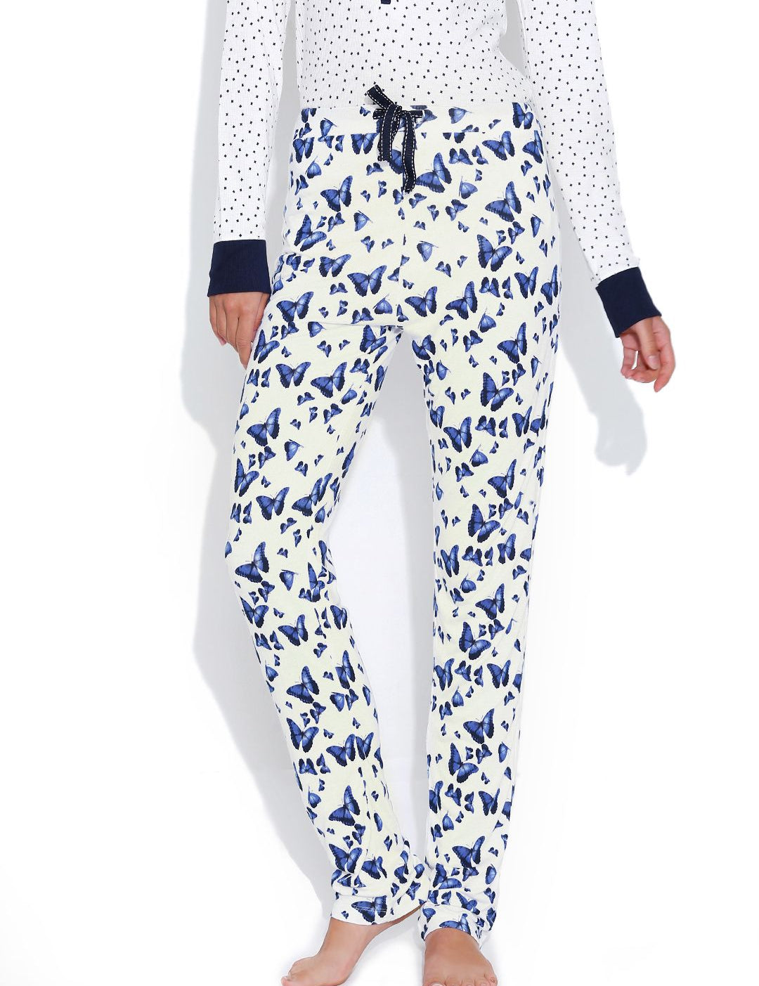 Kotty Off-White Butterfly Print Lounge Pants KTTPAIZAMA10