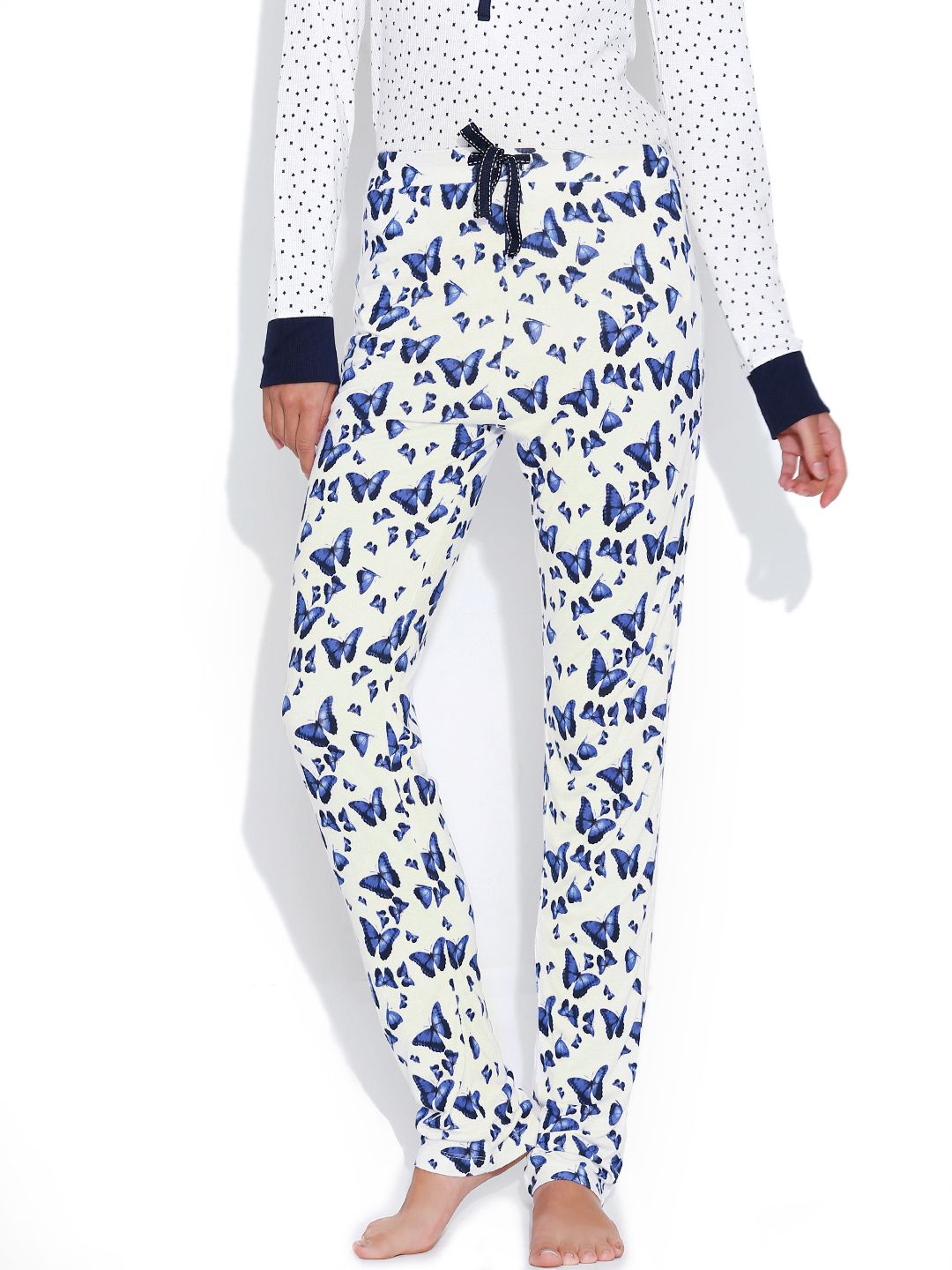 Kotty Off-White Butterfly Print Lounge Pants KTTPAIZAMA10