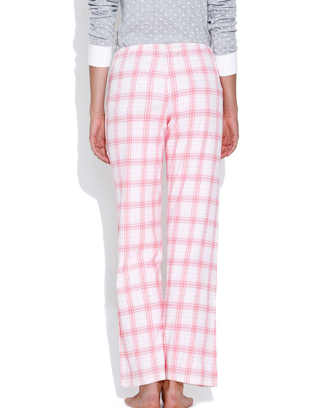 Kotty Off-White & Pink Checked Lounge Pants KTTPAIZAMA09
