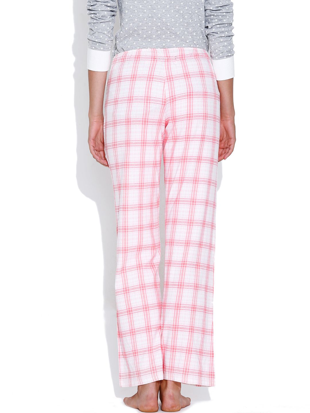 Kotty Off-White & Pink Checked Lounge Pants KTTPAIZAMA09
