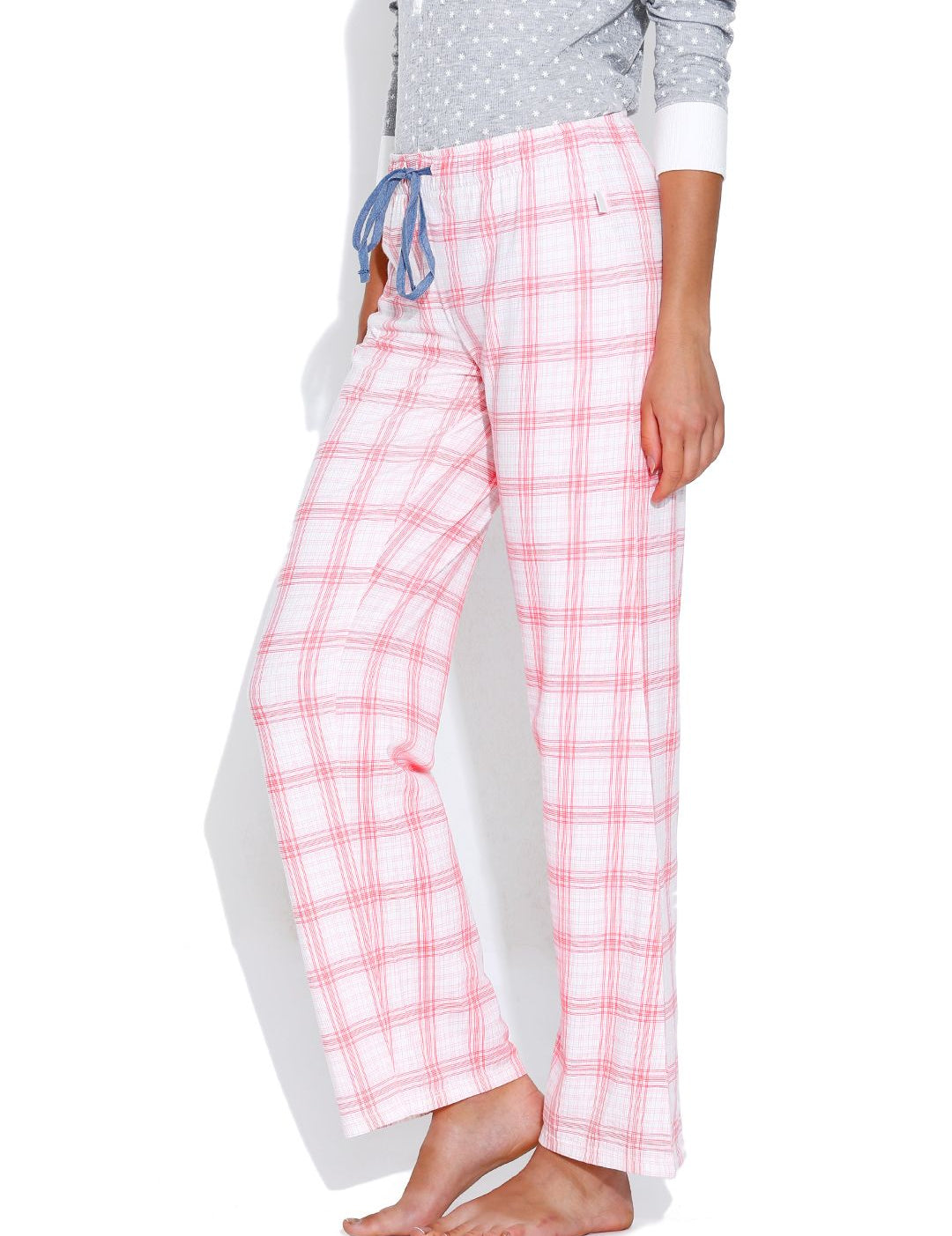 Kotty Off-White & Pink Checked Lounge Pants KTTPAIZAMA09