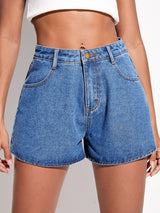 Stylecast X KOTTY Basics Women High-Rise Denim Shorts