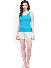 Kotty Grey & White Printed Lounge Shorts KTTSLEEPSHORTS52