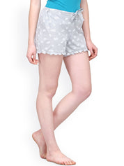 Kotty Grey & White Printed Lounge Shorts KTTSLEEPSHORTS52