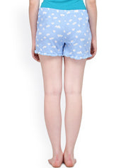 Kotty Blue & White Printed Lounge Shorts KTTSLEEPSHORTS53