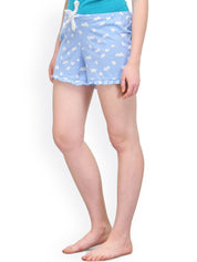 Kotty Blue & White Printed Lounge Shorts KTTSLEEPSHORTS53