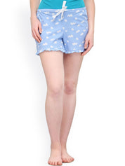 Kotty Blue & White Printed Lounge Shorts KTTSLEEPSHORTS53