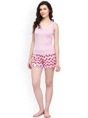 Kotty Red & White Floral Print Lounge Shorts KTTSLEEPSHORTS54