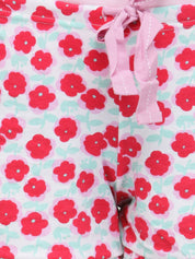 Kotty Red & White Floral Print Lounge Shorts KTTSLEEPSHORTS54