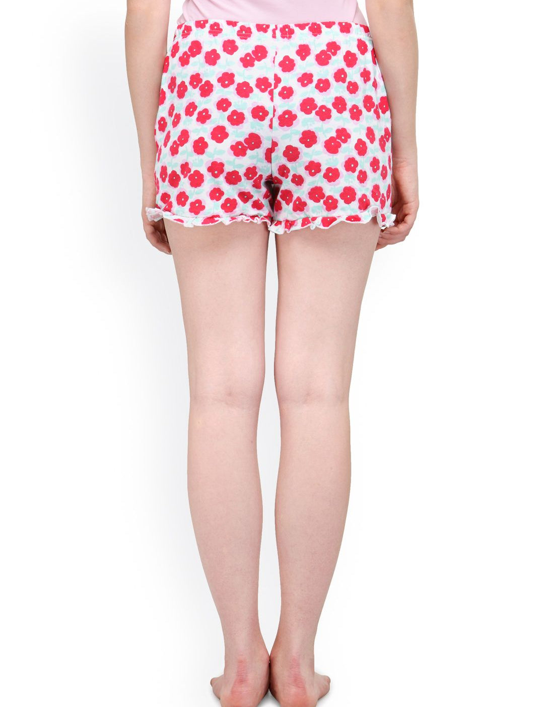 Kotty Red & White Floral Print Lounge Shorts KTTSLEEPSHORTS54