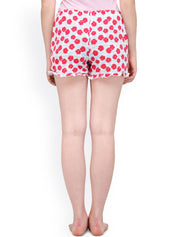 Kotty Red & White Floral Print Lounge Shorts KTTSLEEPSHORTS54