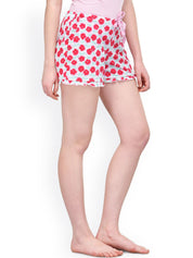 Kotty Red & White Floral Print Lounge Shorts KTTSLEEPSHORTS54