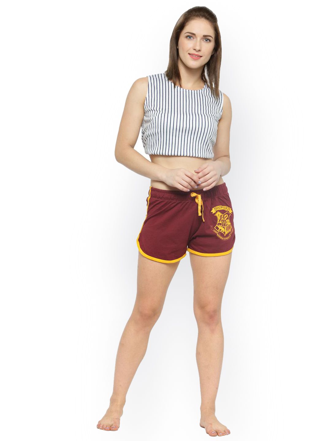 Kotty Pack of 2 Printed Maroon Sleep Shorts KTT2PCSLEEPSHORTSSET27