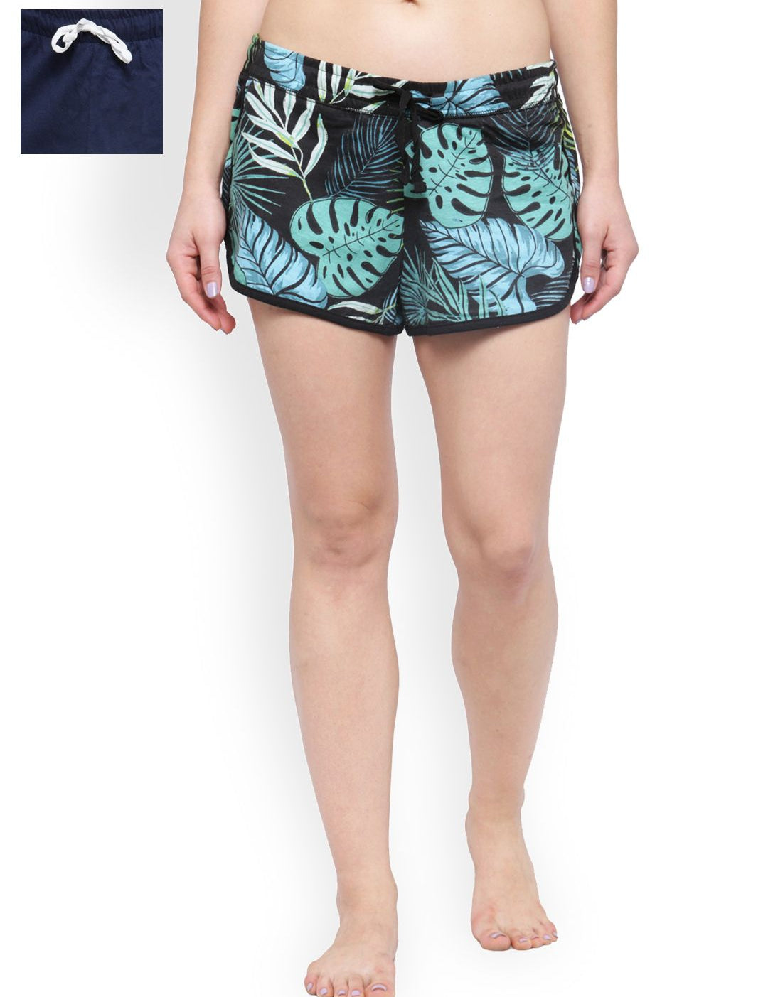 Kotty Blue, Black & Sea Green Pack Of 2 Sleep Shorts KTT2PCSLEEPSHORTSSET18